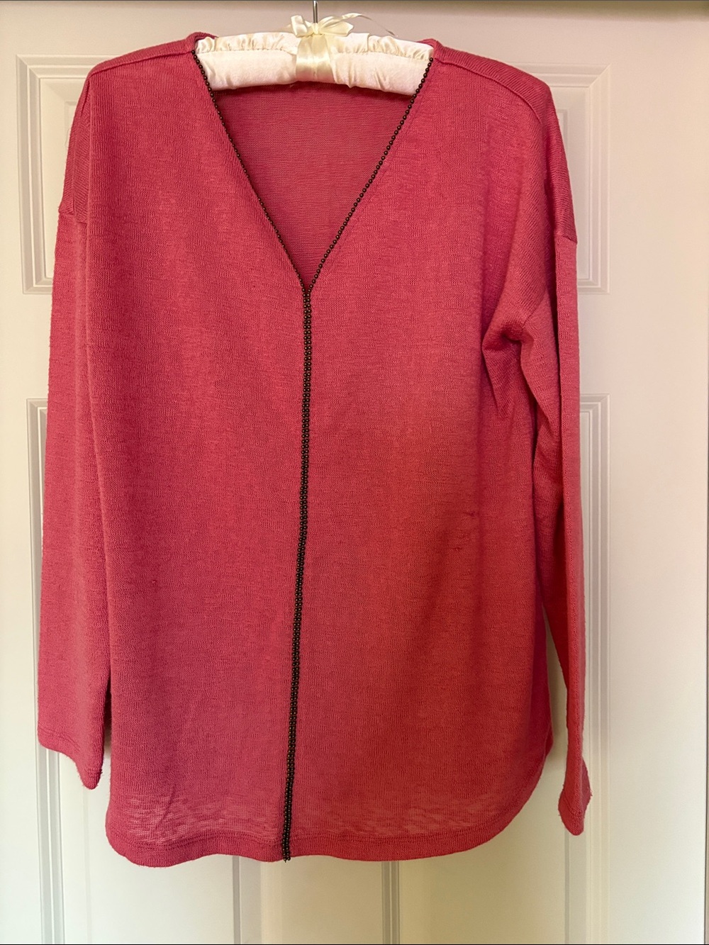 Soft Surroundings Raspberry V-Neck Sweater